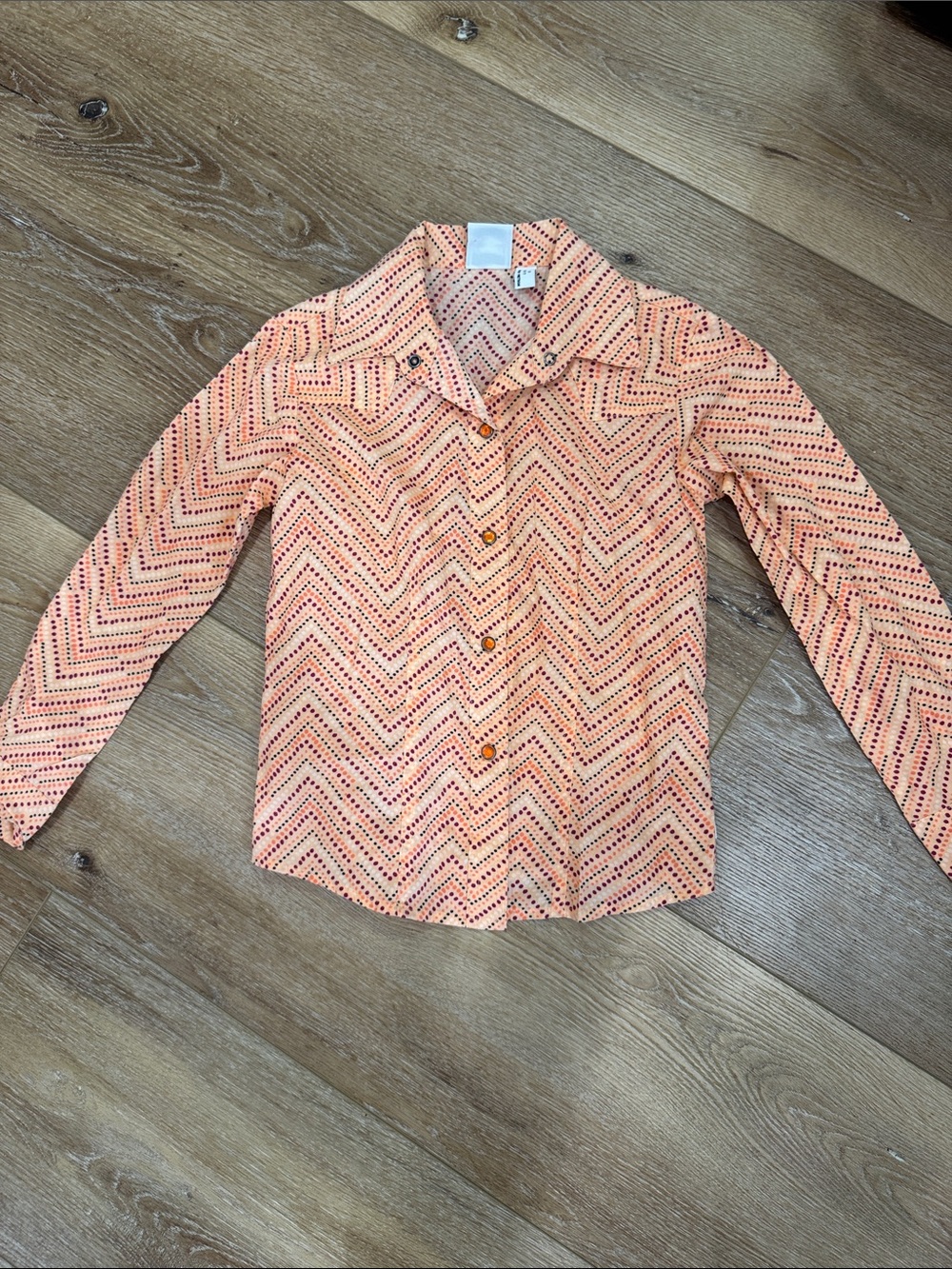 Cruel Girl Peach Chevron Button-Front Shirt